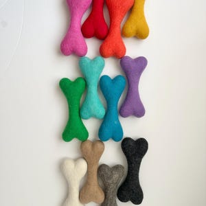 Large Solid Wool Dog Bone - Hand felted colorful Non-toxic dye - Toys for dogs & puppies - Christmas Present for pets - Canine Easter Gift image 6