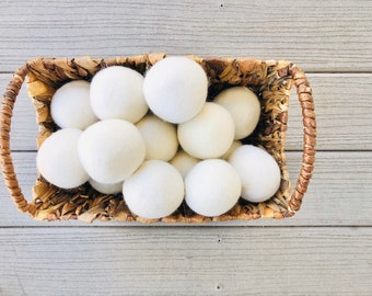 Premium Large Wool Dryer Ball - Undyed White or Gray Organic Wool Dryer Ball - Unscented or Scented with Essential Oil - Ecofriendly Laundry