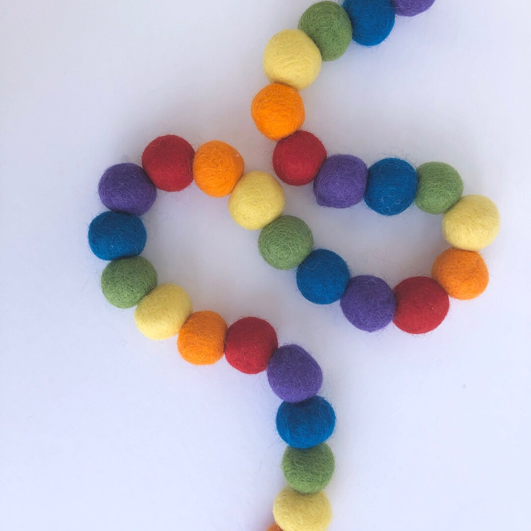 Traditional Rainbow Felt Ball Garland - Custom Bright Babys Room Pom ...
