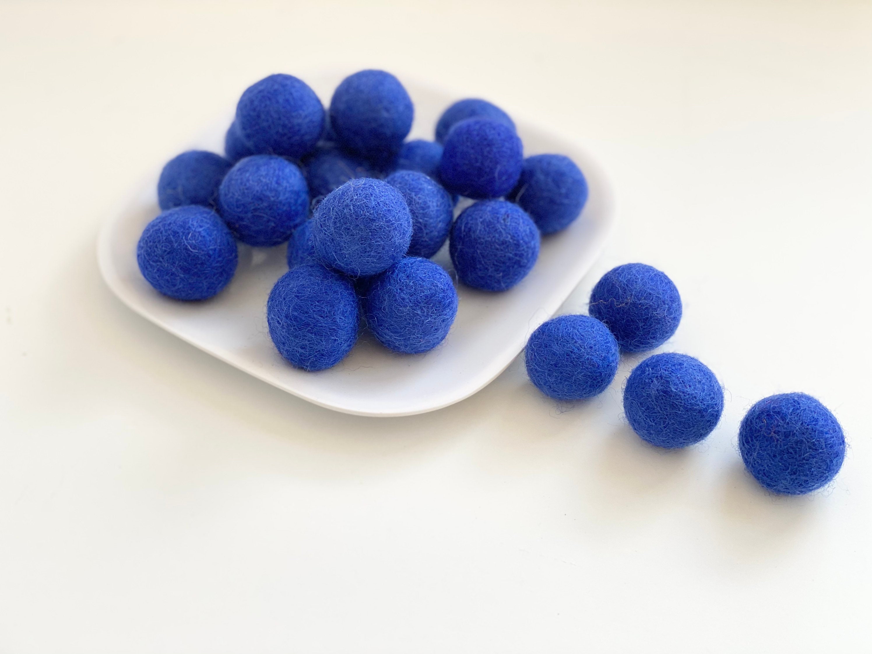 Mix N Match Sapphire Blue Felt Balls 2.5 Cm Felted Wool Balls for Crafts  Wholesale Bulk DIY Blue Nursery Garland Mobile Wool Poms Only 