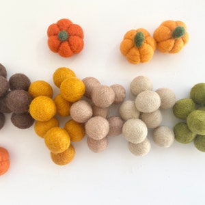 Thanksgiving Felt Balls - 2.5 cm felted wool ball for crafts - Bulk Felt Balls for Fall Craft - DIY Autumn Garland Kit - Wool Pom Poms Only