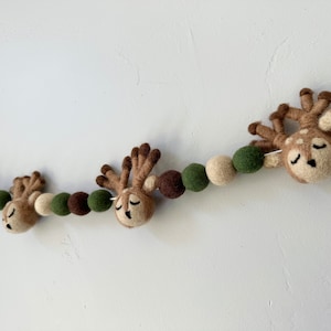 Customizable Deer Garland - Choose Colors for Woodland Animal Kid Nursery Wall or Holiday Mantel Decor - Felt Christmas Spotted Fawn Bunting