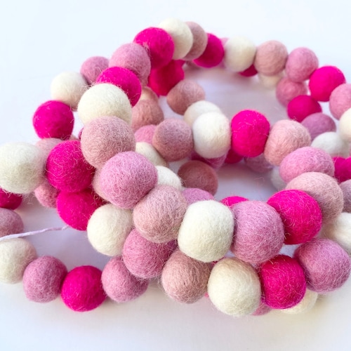 Custom Shades of Pink Felt Ball Garland Pom Pom Banner for Etsy