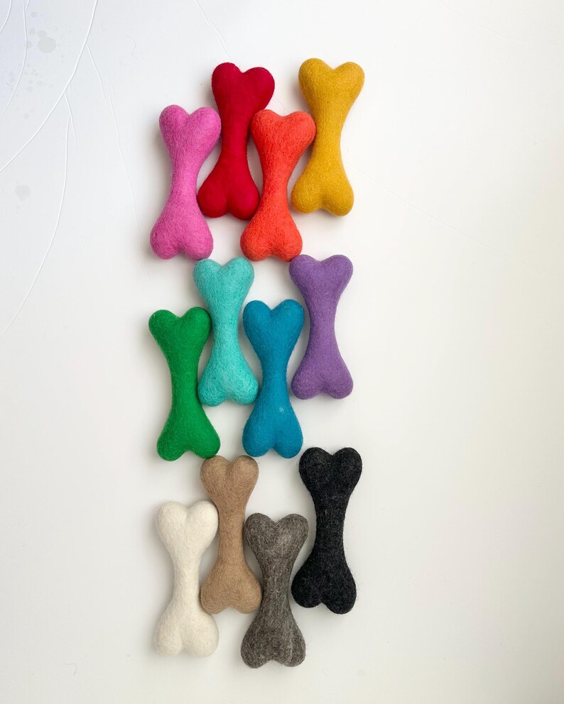Large Solid Wool Dog Bone - Hand felted colorful Non-toxic dye - Toys for dogs & puppies - Christmas Present for pets - Canine Easter Gift image 14