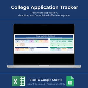 College Application Tracker Spreadsheet | High School Senior Planner (Excel & Google Sheets)