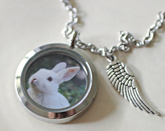 Rabbit Memorial, Pet Fur Keepsake, Bunny Memorial, Pet Hair Keepsake, Memorial Necklace, Pet Bunny Passing Gift, Animal Hair Necklace Locket