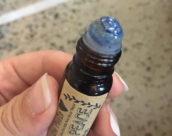 Self Care Inner Peace Oil Roller Bottle, Pure Essential Oil Roll ons, Lapis Lazuli Roller Balls, Peace Happy OiI Roller, Essential Oils