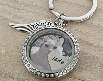 Pet Portrait KeyChain | Custom Cat Portrait Keychain | Personalized Pet Keychain | Cat Mom Keychain | Cat Loss Gifts l Pet Memorial Gift