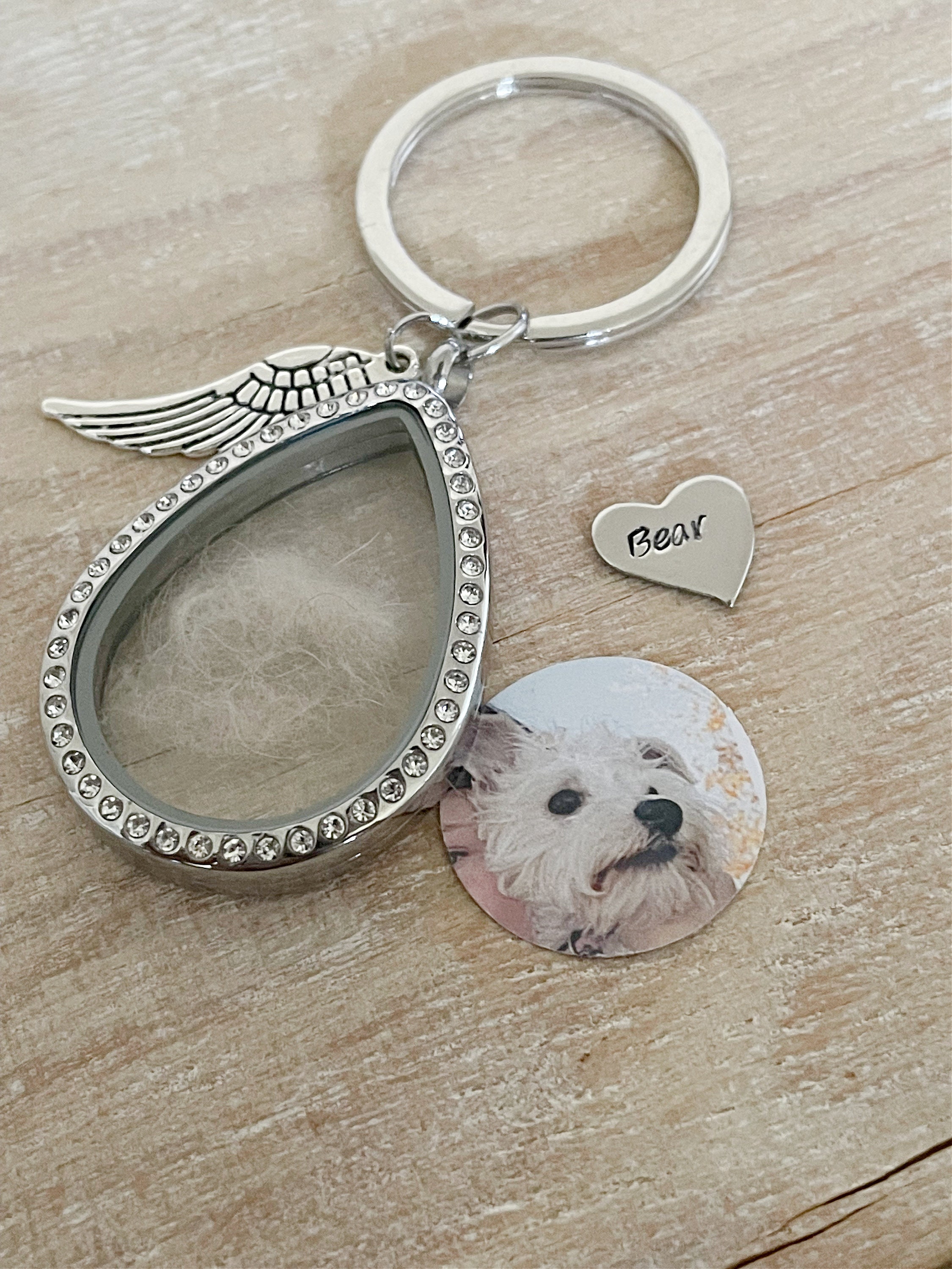 Pet Hair Memorial Keychain: Personalized Locket Keyring With Photo ...