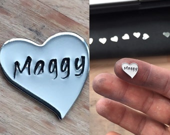 Personalised Name Heart Locket Fillers, Custom Stamped Silver Charm, Extra Pet Memory Tag