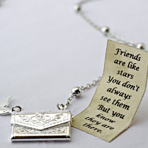 Friends are Like Stars Gift, Envelope Necklace, Friendship Necklace, Best Friend Necklace, Personalized Necklace, Secret Message Necklace image 1