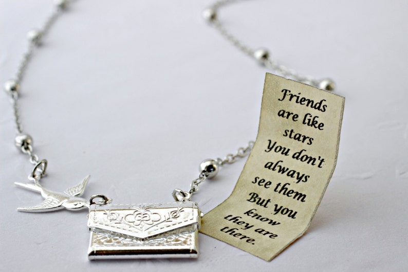 Friends are Like Stars Gift, Envelope Necklace, Friendship Necklace, Best Friend Necklace, Personalized Necklace, Secret Message Necklace image 1