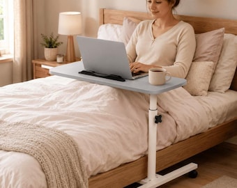 Tavolino da letto regolabile con ruote / Scrivania per laptop regolabile in altezza per letto, divano e ufficio domestico