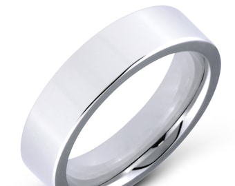 Cobalt 6mm Flat Comfort Fit Wedding Band Featuring a High Polish Finish