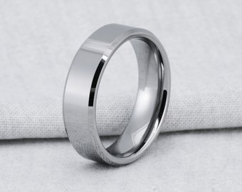 Tungsten Carbide 7mm Beveled  Edged Comfort Fit Wedding Band Ring