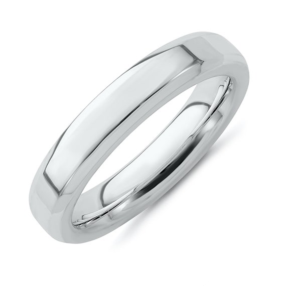 4MM Sterling Silver Beveled Edge Comfort Fit Wedding Band Ring