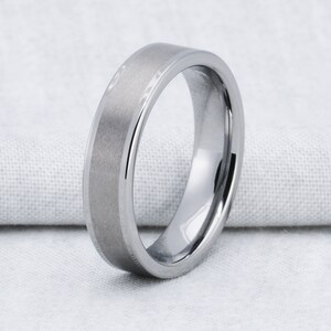 Smooth Flat Edged Tungsten Carbide 6mm Comfort Fit Wedding Band Ring