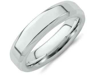 5MM Sterling Silver Beveled Edge Comfort Fit Wedding Band Ring Sizes 4-13 Made in the U.S.A.