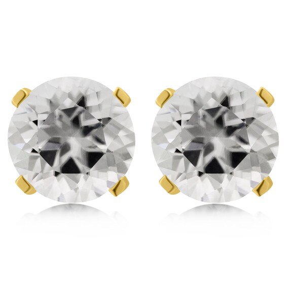 14k White Gold 5mm Round White Topaz Bezel Set Earrings 14k White Gold 5mm Round White Topaz Bezel Set Earrings