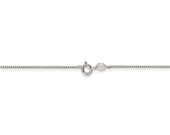 Sterling Silver Chain, 10" - 36" box chain, 0.90MM Silver Necklace Chain with Spring Ring