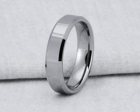 Tungsten Carbide 6mm Beveled Edged Comfort Fit Wedding BandEtsy