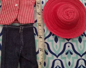 Jenny Vogue Outfit, Jeans, checkered shirt and hat!