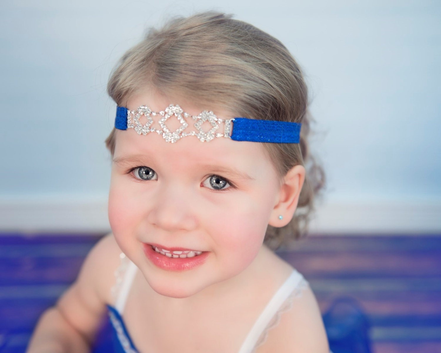Royal Blue Glitter Rhinestone Headband Etsy