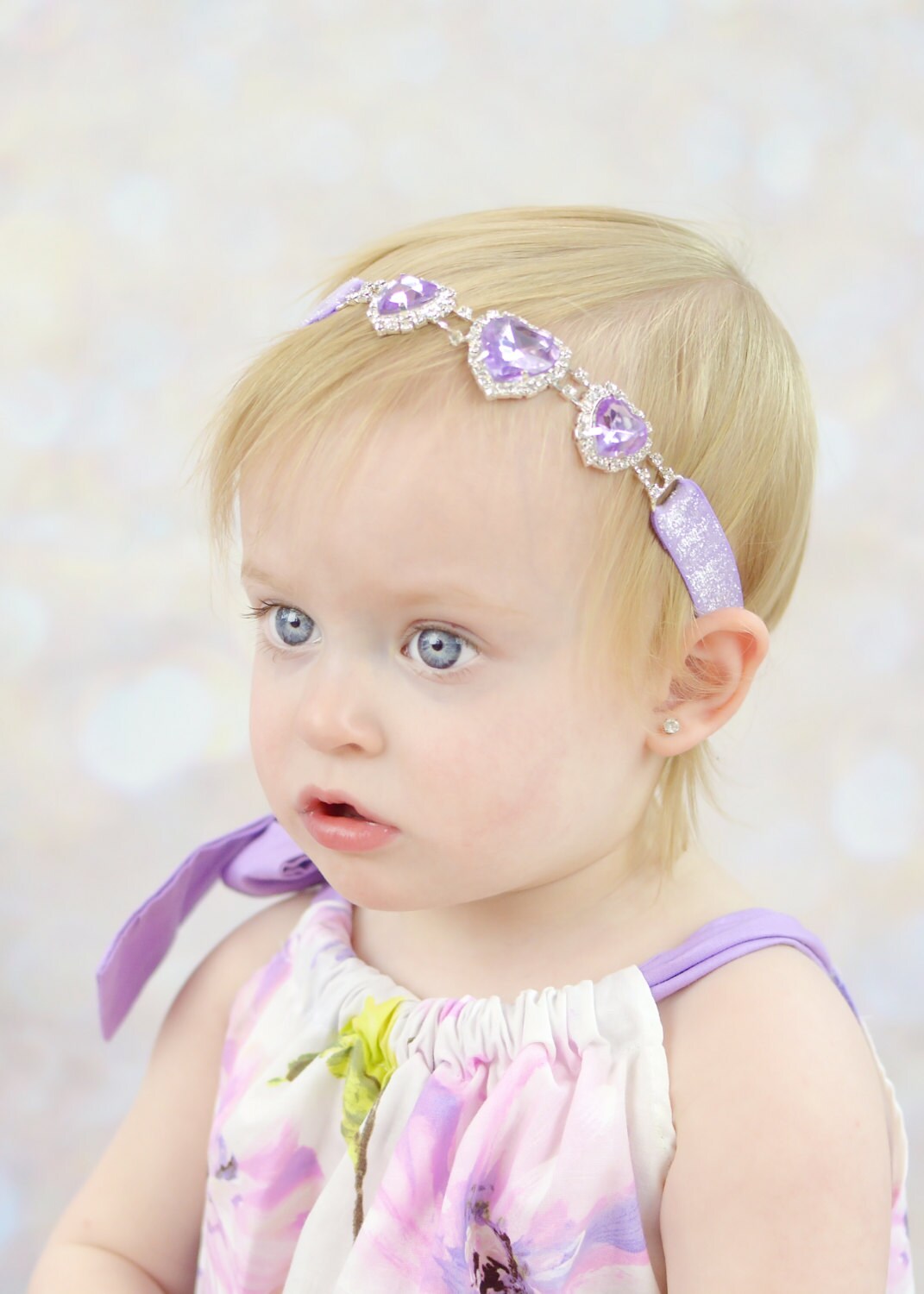 Lavender Heart Rhinestone Glitter Headband Etsy