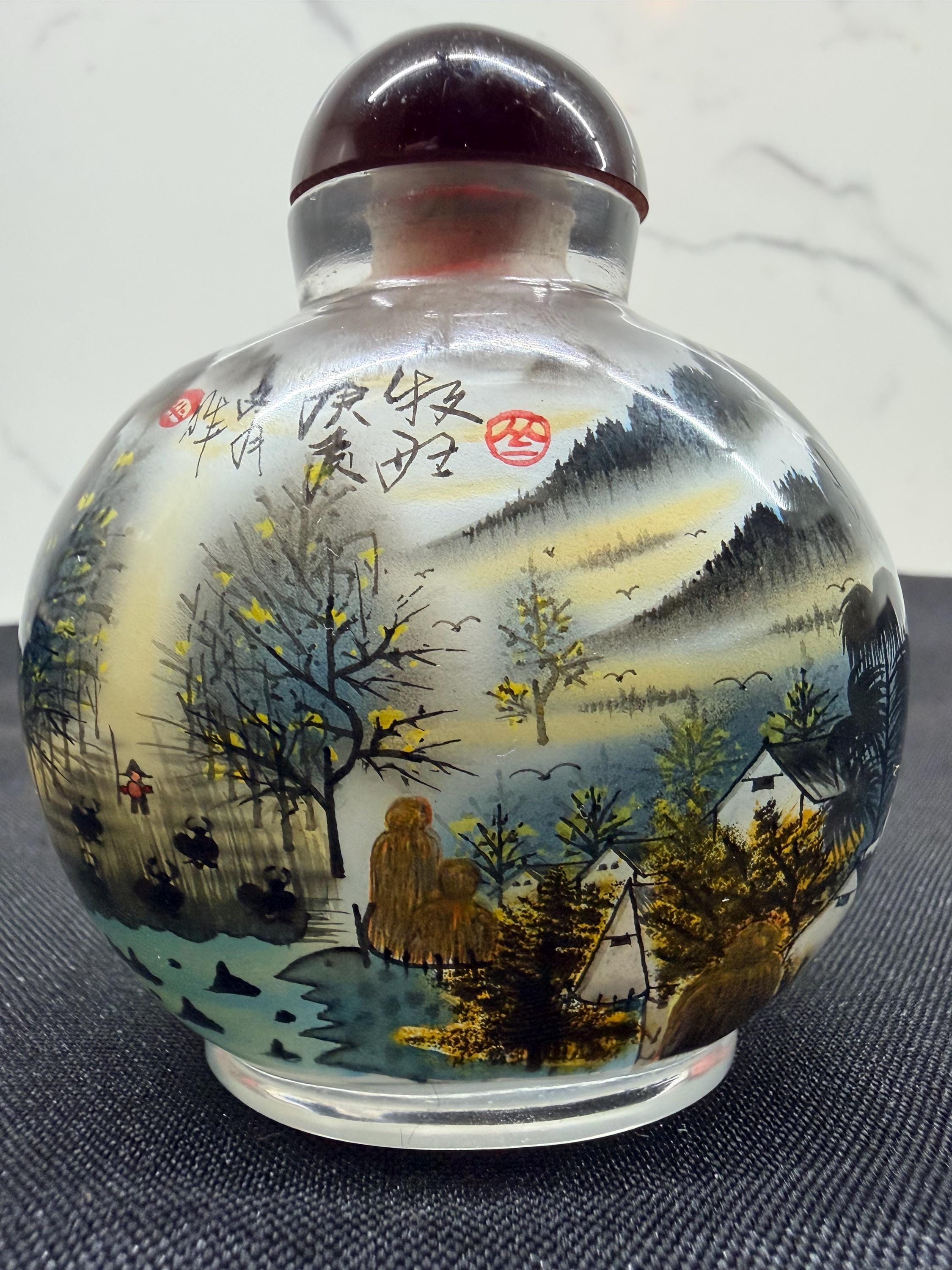 Chinese Snuff Bottle Reverse Painted - Etsy