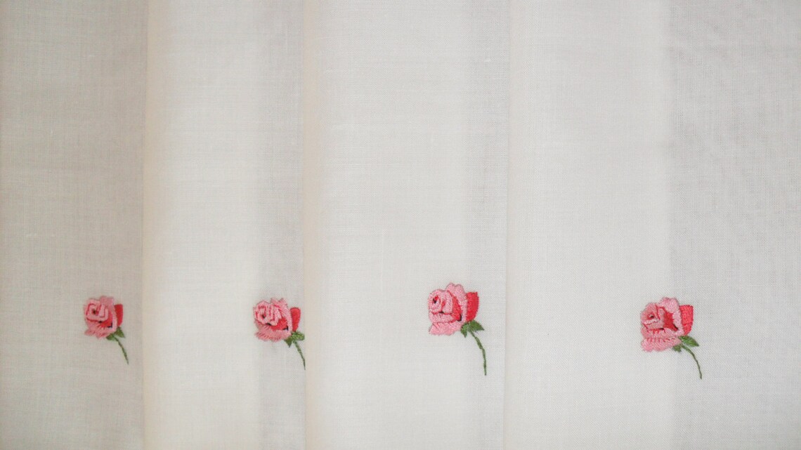 Set of 4 napkins linen serviettes hand embroidered Pink Etsy