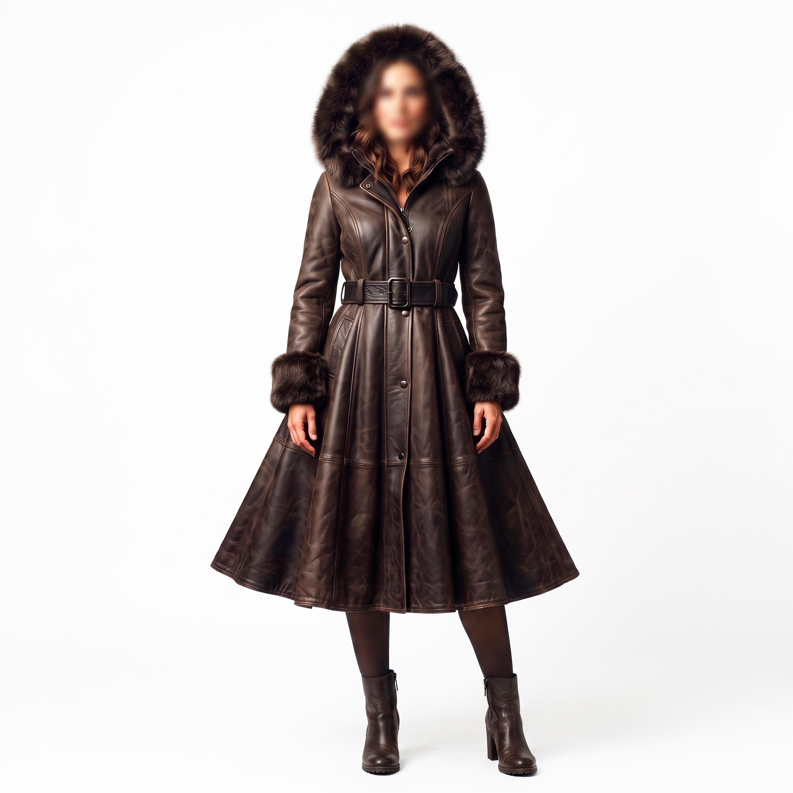 Flare Leather Coat - Etsy