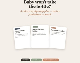 Arbeitsbuch zur Flaschenverweigerung (zum Ausdrucken), Flaschentrainingsplan für gestillte Babys, Fütterungsprotokoll, Vorbereitung auf den Wiedereinstieg in den Beruf
