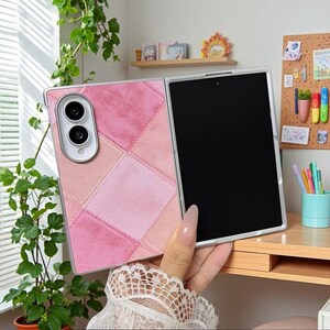 Korean Patchwork Leather Case for Samsung Galaxy Z Fold 8 Wide