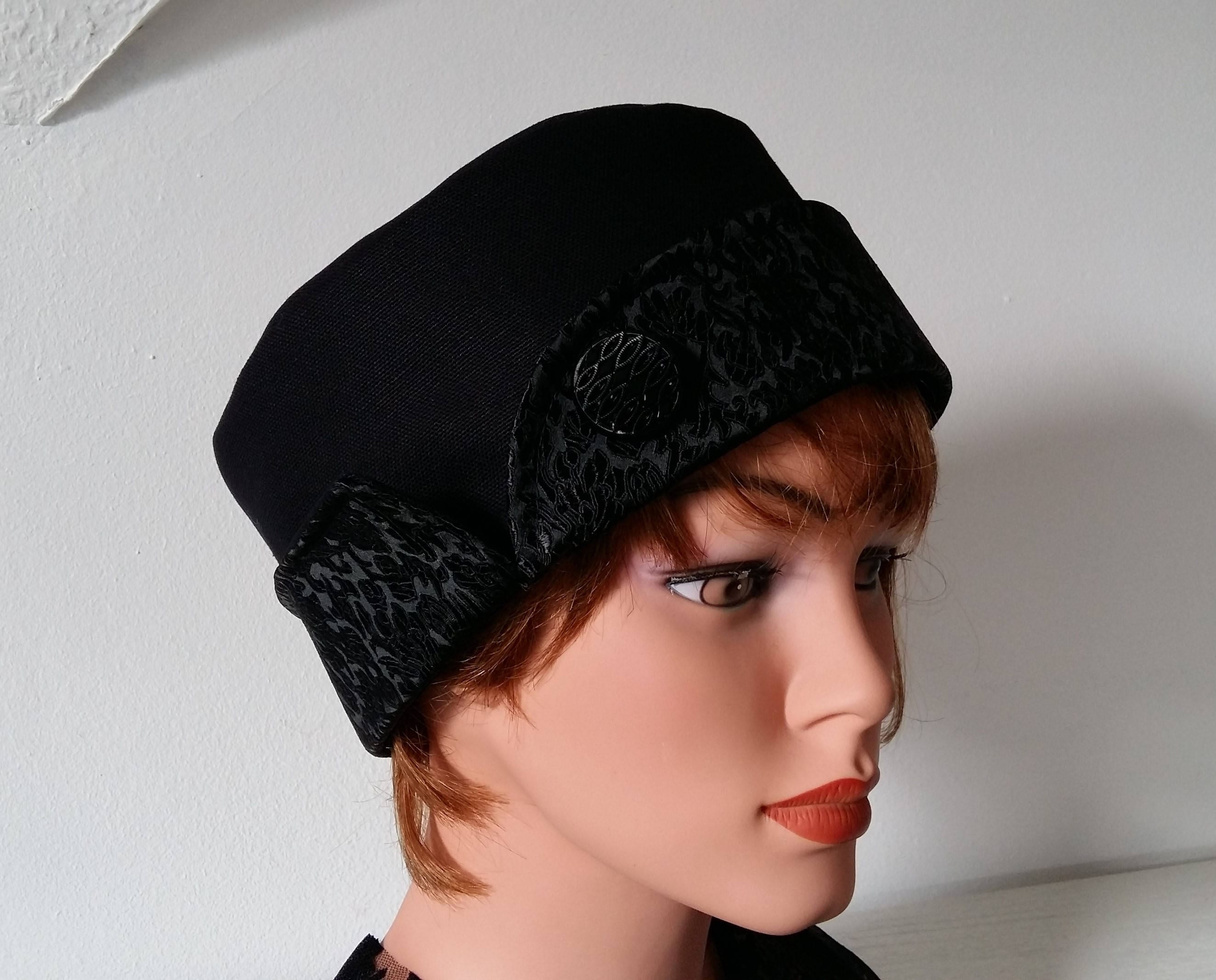 Pill Box Hat Black Pillbox Style Hat, Formal Hat, Handmade, Etsy