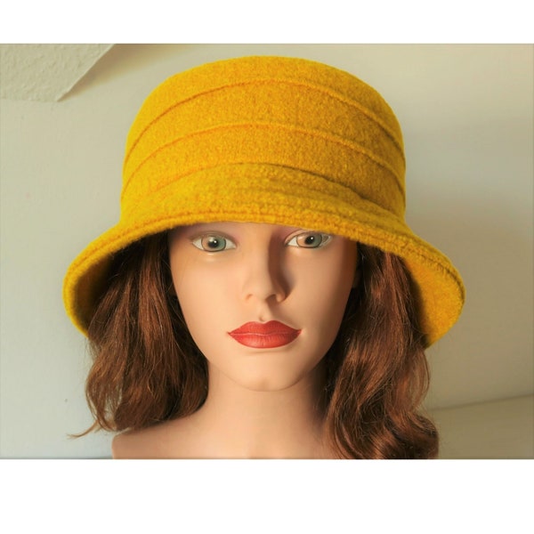 Hat / Bucket Hat boiled wool - purple - Womans Hat - Wool Hat  Formal Hat- 20 colors / every size