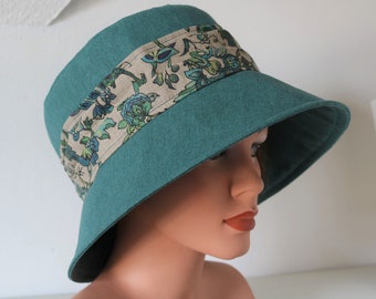 Summer Linen Hat, green Womans Hat