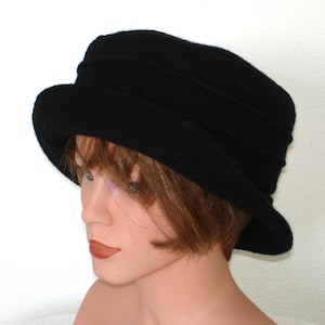 Hat black Hat Bucket Hat boiled wool - black - Womans Hat - Wool Hat Formal Hat- 20 colors / every size
