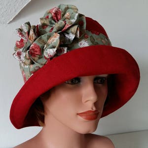 Bucket Hat Summer, Summer Hat, Linen Hat, red Womans Hat, Beach Hat, Linen Hat, red, womans Sun Hat, Size 60 cm only,