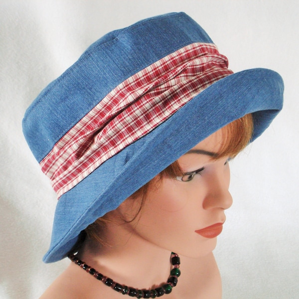 Jeans Hat - Garden Hat - Beach Hat  Summer Hat -  Cloche