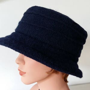 Hat black Hat Bucket Hat boiled wool - blue - Womans Hat - Wool Hat Formal Hat- 20 colors / every size