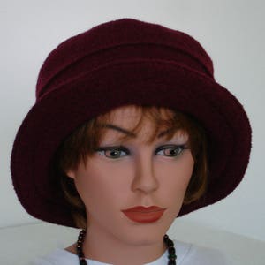 Hat / Bucket Hat boiled wool -bordeaux burgundy - Womans Hat - Wool Hat Formal Hat- 20 colors / every size