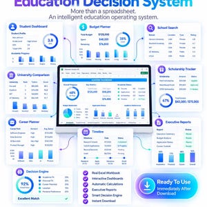 Education Decision OS™ | Degree Decision System | Excel Dashboard | Tuition ROI Template