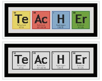 TEACHER Periodic Table Chemical Element Cross Stitch Chart
