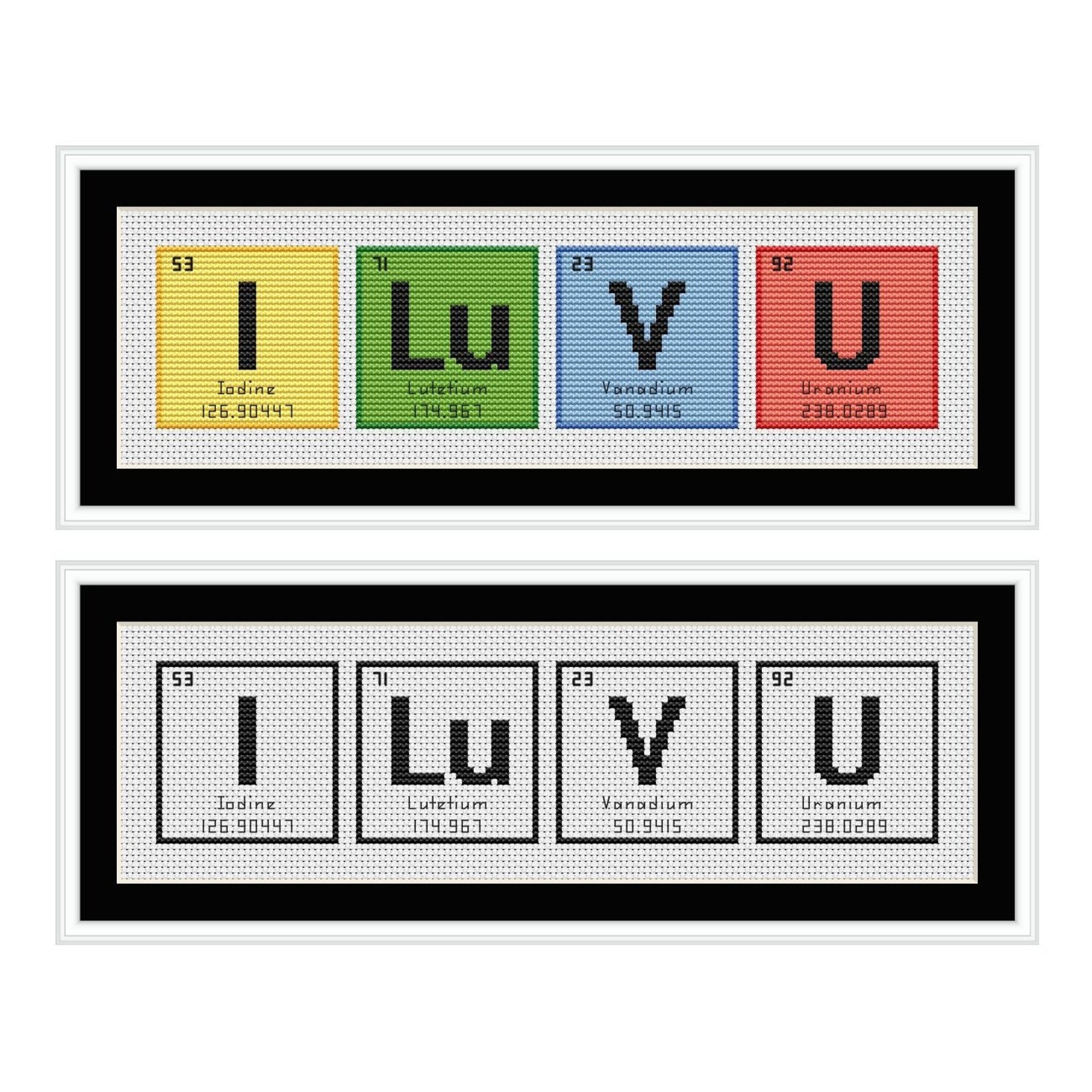 I Love You Periodic Table Chemical Element Cross Stitch Chart Etsy