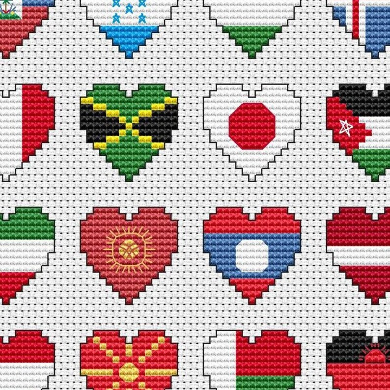 Flags of the World Cross Stitch Chart Etsy