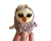 Mini Owl Plushie, Knitted and Felted Owlet, 'Pumpkin'