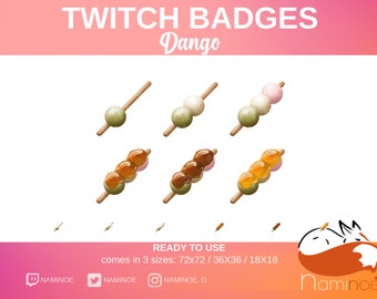 Dango twitch Bit/cheer Sub badges, - Téléchargement instantané - Japan badges, Food badges twitch