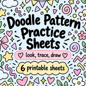 Pattern Practice Doodle Sheets | Printable | Look, Trace, Draw | A4 PDF