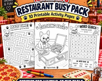 4歳から8歳のお子様向けレストランアクティビティパック｜印刷可能なゲームと塗り絵10種類