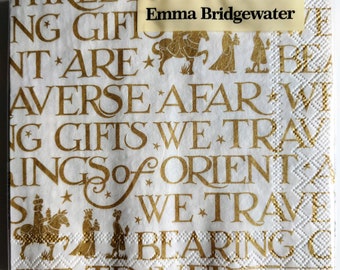 Set of 4 Emma Bridgewater We Three Kings Black Christmas Cocktail Napkins